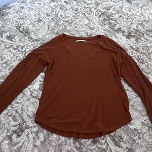 Abercrombie & Fitch Ribbed Puff Sleeve Sweater - Copper Color  - Size Medium
